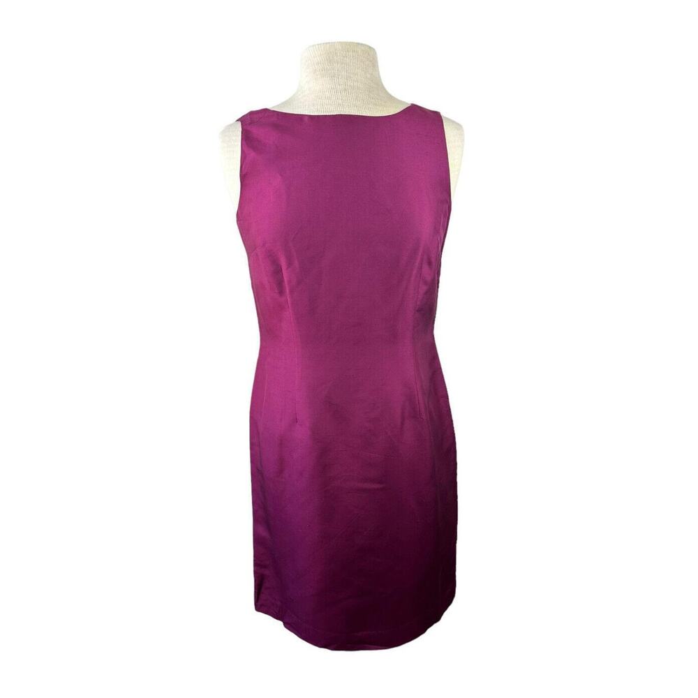 New Talbots 100% Pure Shantung Silk Shift Dress Sleeveless Purple Women's Size 8 - Picture 2 of 15